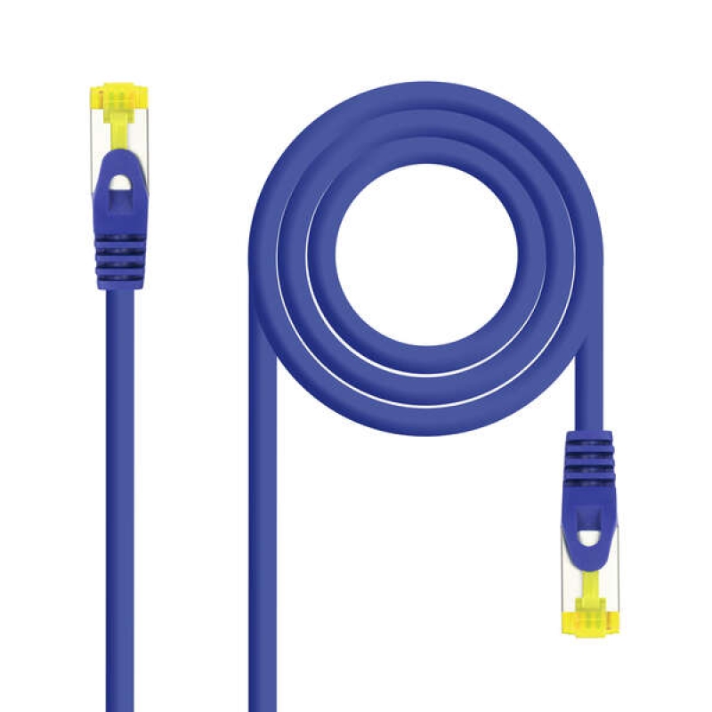 Nanocable Cable Red Latiguillo LSZH Cat.6A SFTP AWG26 25cm - Color Azul Especificaciones Cable de red LSZH CAT.6A SFTP AWG26 100% cobre con conector tipo RJ45 en ambos extremos. Cumple las normativas ANSI / TIA / EIA 568-B-1, CAT6A, ISO / IEC 11801 CLASE E (2nd Edition),CENELEC EN 50173-1, IEC 61156-5, CENELEC EN 50288-6-1, IEC 61156-6, CENELEC EN 50288-6-2. Resistencia a la propagación de las llamas según IEC 60332-1-2. Conductor OFC (Oxygen Free Copper),pureza 99,9% con diámetro AWG26 que garantiza la transferencia de datos. Libre de halógenos (LSZH o LSOH o LS0H o LSFH),retardante al fuego y con baja emisión de humos según IEC60332-1. Longitud: 25 cm Color: Azul Normativas: RoHS Test de Funcionamiento: 100% testado Contenido del paquete: 1 x Cable de red latiguillo RJ45 LSZH CAT.6A SFTP AWG26, Azul, 25 cm Información del embalaje: Bolsa retail con autocierre Peso aprox. (kg): 0,020 Medidas aprox. (mm) alto/ancho/largo: 135/180/10